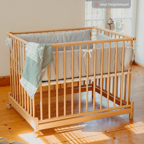 Geuther Laufgitter Euro Parc Plus zusammenklappbar, 3-fach höhenverstellbar mit 2 Rollen 97 x 97 cm - Punkte - Weiß