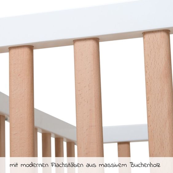 Geuther Laufgitter Lasse zusammenfaltbar, 2-fach höhenverstellbar mit 2 Rollen 75 x 96 cm - Natur Weiß
