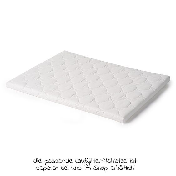 Geuther Laufgitter Lasse zusammenfaltbar, 2-fach höhenverstellbar mit 2 Rollen 75 x 96 cm - Natur Weiß