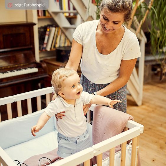 Geuther Playpen Lasse foldable, 2-fold height adjustable with 2 wheels 75 x 96 cm - White