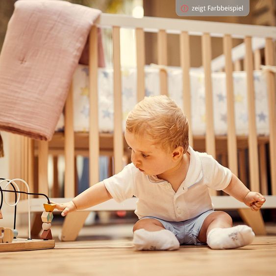 Geuther Playpen Lasse foldable, 2-fold height adjustable with 2 wheels 75 x 96 cm - White