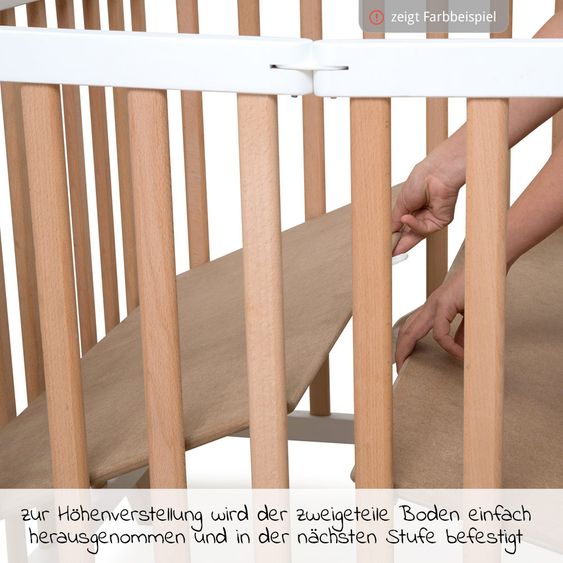 Geuther Playpen Lasse foldable, 2-fold height adjustable with 2 wheels 75 x 96 cm - White