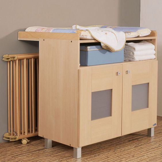 Geuther Laufgitter Lucilee Plus zusammenfaltbar, 3-fach höhenverstellbar mit 4 Rollen 90,2 x 97,4 cm - Sternchen - Natur
