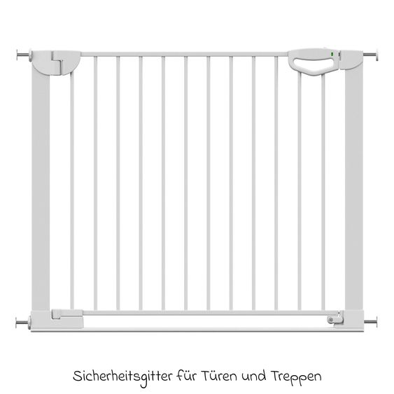 Geuther Cancello di sicurezza per porte / Cancello di sicurezza per scale Easylock Flatstep Metal montaggio senza attrezzi senza forare, si chiude automaticamente 97 - 104 cm - Metallo - Bianco