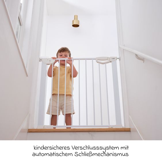 Geuther Cancello di sicurezza per porte / Cancello di sicurezza per scale Easylock Flatstep Metal montaggio senza attrezzi senza forare, si chiude automaticamente 97 - 104 cm - Metallo - Bianco