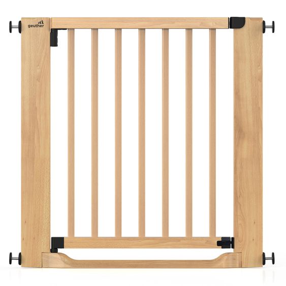 Geuther Cancello di sicurezza per porte / Cancello di sicurezza per scale Easylock Flatstep Wood Gate montaggio a pressione senza attrezzi, si chiude automaticamente 79 - 87 cm - Legno - ECO