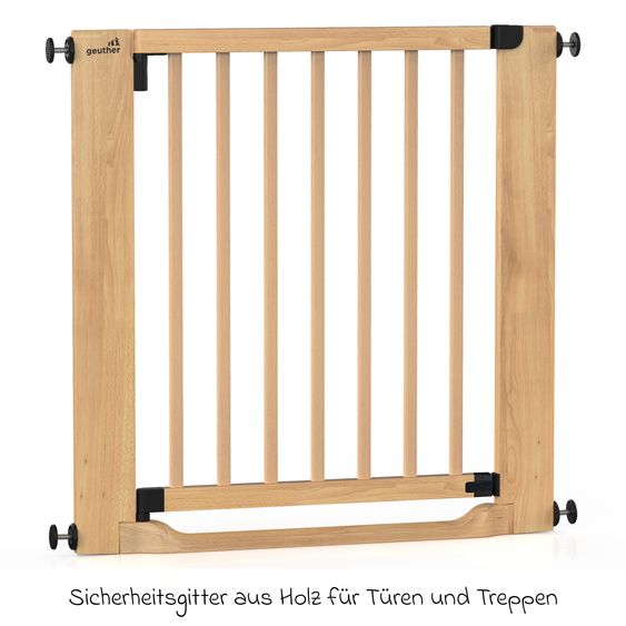 Geuther Cancello di sicurezza per porte / Cancello di sicurezza per scale Easylock Flatstep Wood Gate montaggio a pressione senza attrezzi, si chiude automaticamente 79 - 87 cm - Legno - ECO