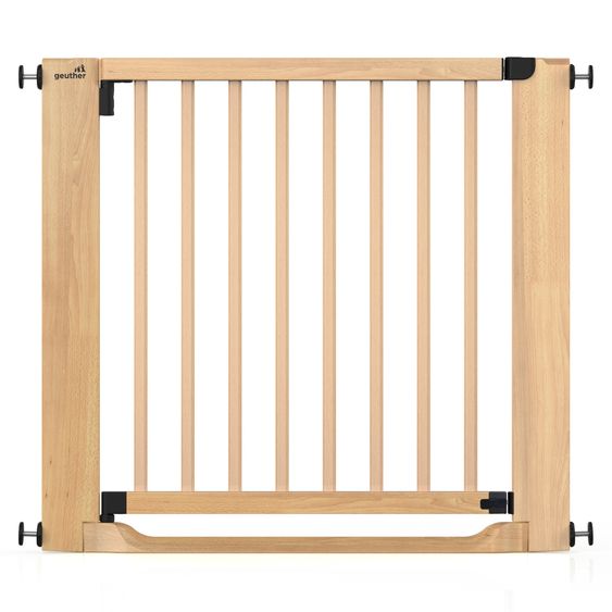 Geuther Cancello di sicurezza per porte / Cancello di sicurezza per scale Easylock Flatstep Wood Gate montaggio a pressione senza attrezzi, si chiude automaticamente 87 - 95 cm - Legno - ECO