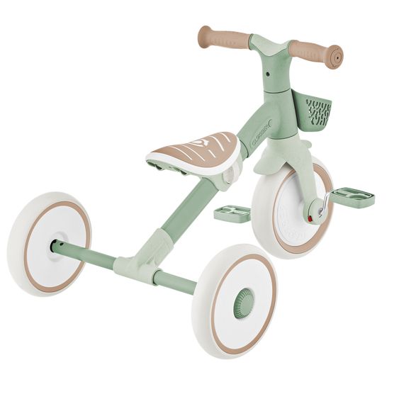GLOBBER Tricycle 2-in-1 Learning Trike PLUS ECO à Partir De 12 Mois Jusqu’à 3 Ans Charge Jusqu’à 22 Kg Inclus Panier De Guidon - Sauge Verte