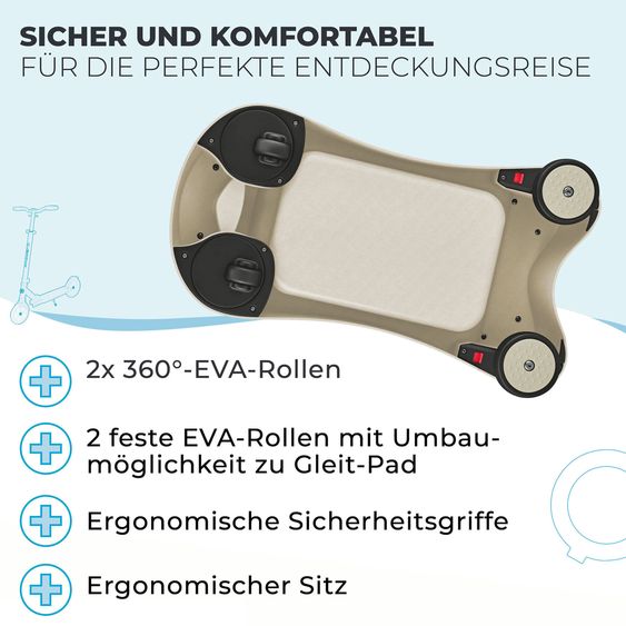 GLOBBER 2in1 Chariot D’Apprentissage & Cavalier D’Éveil WALK N' ROLL ECO De 6 Mois À 3 Ans Jusqu’à 20 Kg Charge Maximale - Noix De Coco Blanc
