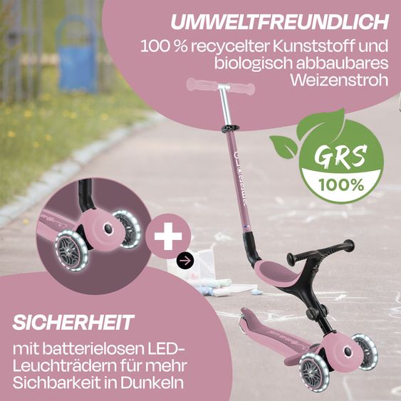 GLOBBER Véhicule 3-in-1 GO-UP Active Lights ECO Roller, Tricycle, Draisienne à partir de 15 Mois jusqu’à 7 Ans avec Roues Lumineuses jusqu’à 50 kg de Charge - Baie