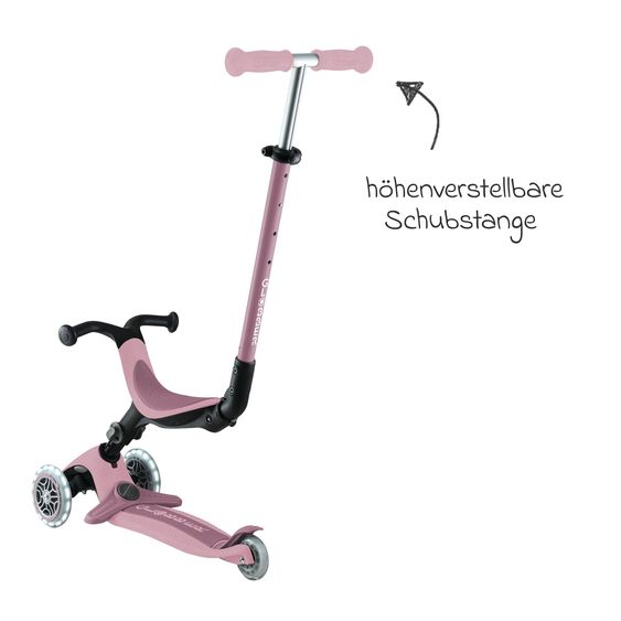 GLOBBER Véhicule 3-in-1 GO-UP Active Lights ECO Roller, Tricycle, Draisienne à partir de 15 Mois jusqu’à 7 Ans avec Roues Lumineuses jusqu’à 50 kg de Charge - Baie