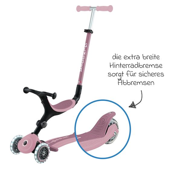 GLOBBER Véhicule 3-in-1 GO-UP Active Lights ECO Roller, Tricycle, Draisienne à partir de 15 Mois jusqu’à 7 Ans avec Roues Lumineuses jusqu’à 50 kg de Charge - Baie