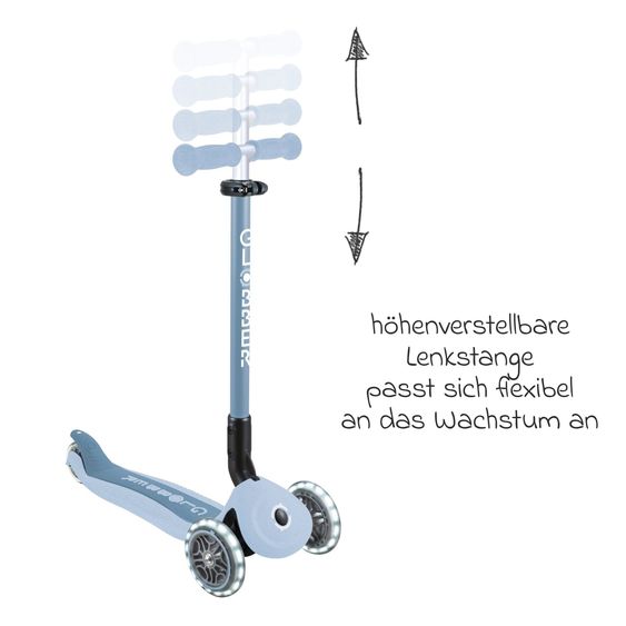 GLOBBER Véhicule 3-in-1 GO-UP Active Lights ECO Roller, Tricycle, Draisienne à partir de 15 Mois jusqu’à 7 Ans avec Roues Lumineuses jusqu’à 50 kg de Charge - Myrtille