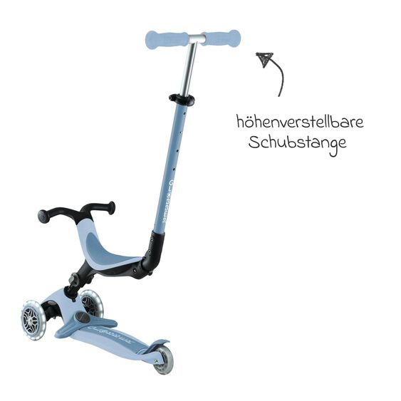 GLOBBER Véhicule 3-in-1 GO-UP Active Lights ECO Roller, Tricycle, Draisienne à partir de 15 Mois jusqu’à 7 Ans avec Roues Lumineuses jusqu’à 50 kg de Charge - Myrtille