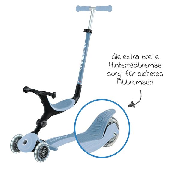 GLOBBER Véhicule 3-in-1 GO-UP Active Lights ECO Roller, Tricycle, Draisienne à partir de 15 Mois jusqu’à 7 Ans avec Roues Lumineuses jusqu’à 50 kg de Charge - Myrtille