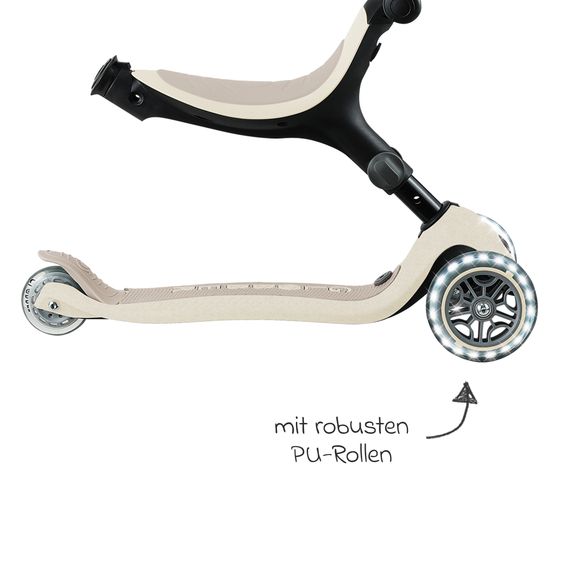 GLOBBER Véhicule 3-in-1 GO-UP Active Lights ECO Roller, Tricycle, Draisienne à partir de 15 Mois jusqu’à 7 Ans avec Roues Lumineuses jusqu’à 50 kg de Charge - Noix De Coco Blanc