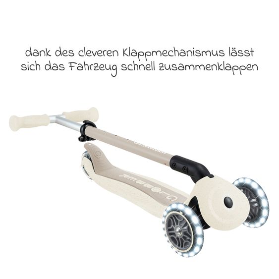 GLOBBER Véhicule 3-in-1 GO-UP Active Lights ECO Roller, Tricycle, Draisienne à partir de 15 Mois jusqu’à 7 Ans avec Roues Lumineuses jusqu’à 50 kg de Charge - Noix De Coco Blanc