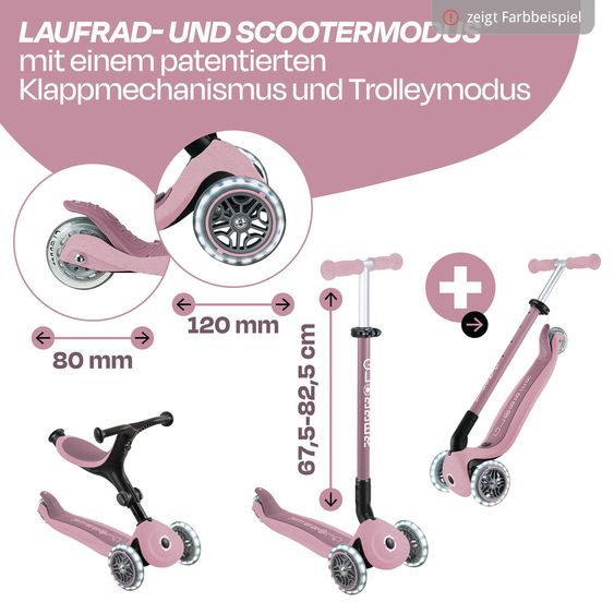 GLOBBER Véhicule 3-in-1 GO-UP Active Lights ECO Roller, Tricycle, Draisienne à partir de 15 Mois jusqu’à 7 Ans avec Roues Lumineuses jusqu’à 50 kg de Charge - Noix De Coco Blanc