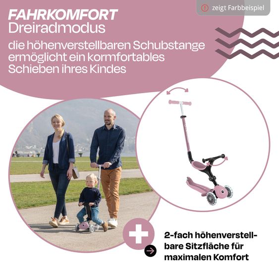 GLOBBER Véhicule 3-in-1 GO-UP Active Lights ECO Roller, Tricycle, Draisienne à partir de 15 Mois jusqu’à 7 Ans avec Roues Lumineuses jusqu’à 50 kg de Charge - Noix De Coco Blanc
