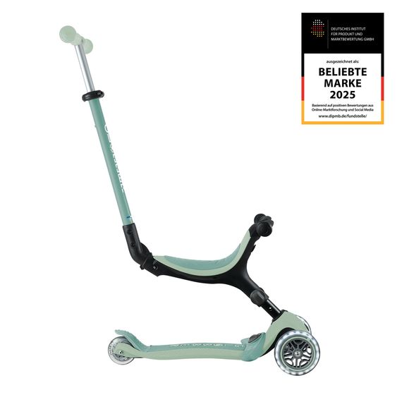 GLOBBER Véhicule 3-in-1 GO-UP Active Lights ECO Roller, Tricycle, Draisienne à partir de 15 Mois jusqu’à 7 Ans avec Roues Lumineuses jusqu’à 50 kg de Charge - Pistache