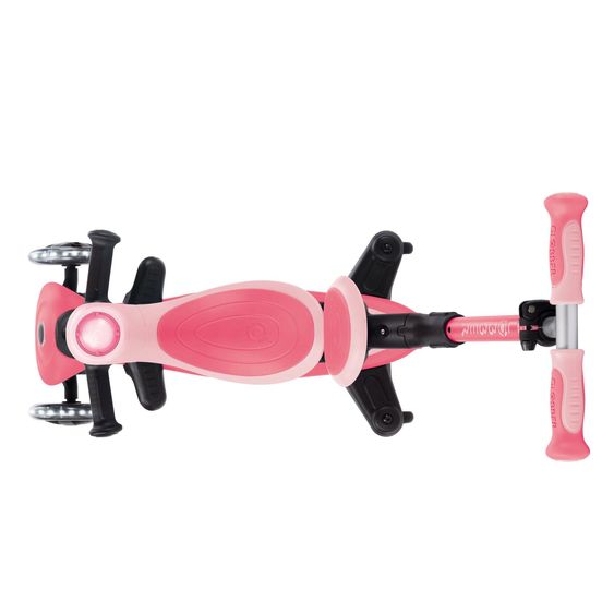 GLOBBER Véhicule 3-in-1 GO-UP Baby 360 Lights Roller, Tricycle, Draisienne À Partir De 15 Mois Jusqu’À 9 Ans Charge Jusqu’À 50 Kg Avec Roues Lumineuses & Module Lumineux - Corail Rose