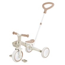 3-in-1 Fahrzeug Learning Trike PLUS ECO Dreirad, Laufrad, Schiebetrike ab 12 Monate bis 3 jahren bis 22 kg belastbar inkl. Lenkerkorb - Taupe