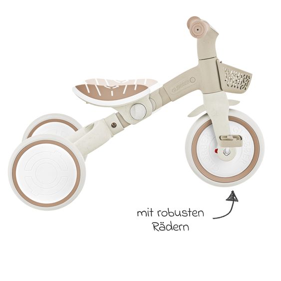 GLOBBER Véhicule 3-in-1 Learning Trike PLUS ECO Tricycle, Draisienne, Tricycle Poussette À Pousser Dès 12 Mois Jusqu’à 3 Ans Jusqu’à 22 Kg Chargeable Incl. Panier Guidon - Taupe