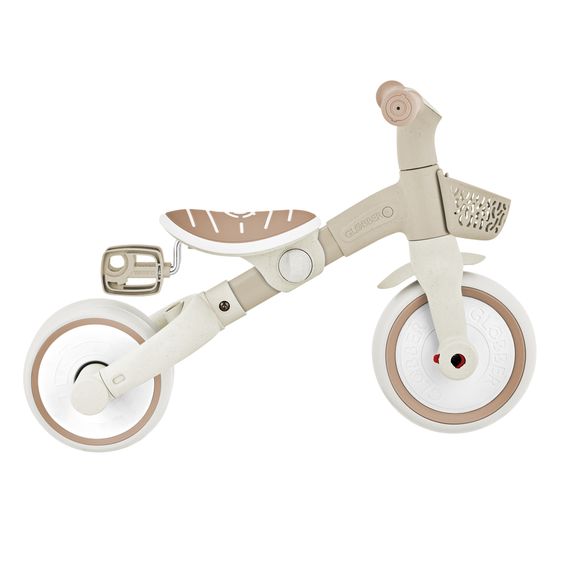 GLOBBER Véhicule 3-in-1 Learning Trike PLUS ECO Tricycle, Draisienne, Tricycle Poussette À Pousser Dès 12 Mois Jusqu’à 3 Ans Jusqu’à 22 Kg Chargeable Incl. Panier Guidon - Taupe