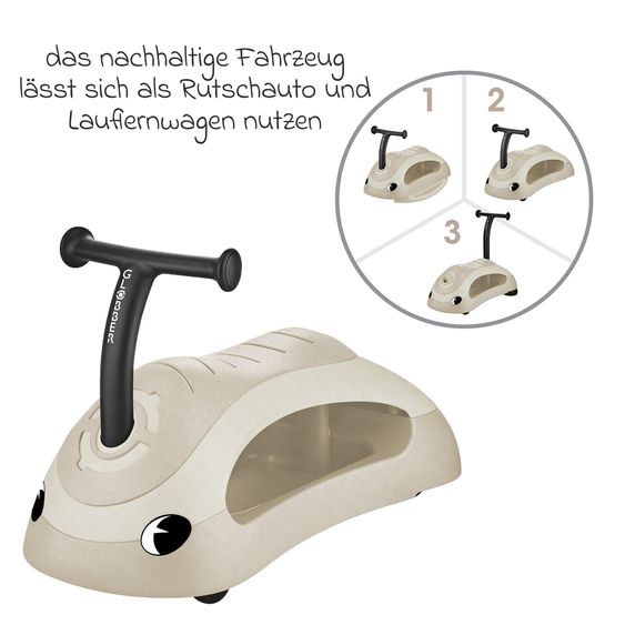 GLOBBER Veicolo 3-in-1 Walk n Roll Animale a Dondolo, Camminatore, Auto Spingi & Scivola da 6 Mesi a 3 Anni, Portata fino a 20 kg - Kokos Bianco