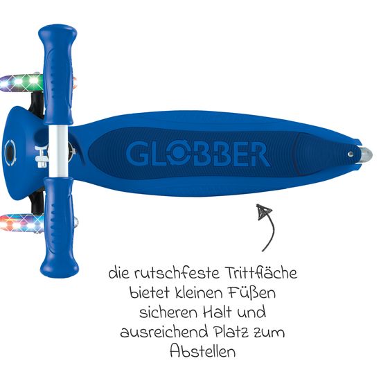 GLOBBER Trottinette 3 Roues JUNIOR Pliable Lights À Partir De 2 Ans Jusqu’à 50 Kg Chargeable Avec Roues Lumineuses - Bleu