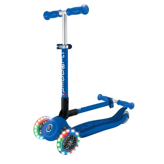 GLOBBER Trottinette 3 Roues JUNIOR Pliable Lights À Partir De 2 Ans Jusqu’à 50 Kg Chargeable Avec Roues Lumineuses - Bleu