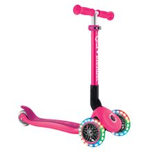 3-Wheel Scooter JUNIOR Foldable Lights from 2 years up to 50 kg load capacity with light-up wheels - Fuchsia Pink