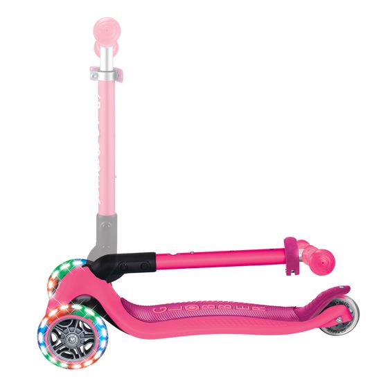 GLOBBER Trottinette 3 Roues JUNIOR Pliable Lights À Partir De 2 Ans Jusqu’à 50 Kg Chargeable Avec Roues Lumineuses - Fuchsia Rose