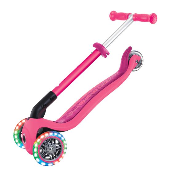 GLOBBER Trottinette 3 Roues JUNIOR Pliable Lights À Partir De 2 Ans Jusqu’à 50 Kg Chargeable Avec Roues Lumineuses - Fuchsia Rose