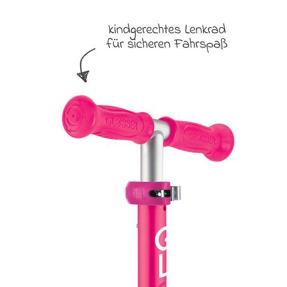 GLOBBER Trottinette 3 Roues JUNIOR Pliable Lights À Partir De 2 Ans Jusqu’à 50 Kg Chargeable Avec Roues Lumineuses - Fuchsia Rose