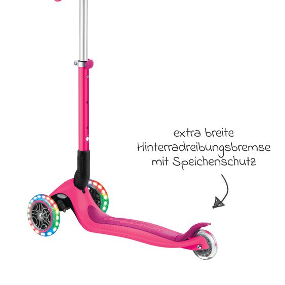 GLOBBER Trottinette 3 Roues JUNIOR Pliable Lights À Partir De 2 Ans Jusqu’à 50 Kg Chargeable Avec Roues Lumineuses - Fuchsia Rose