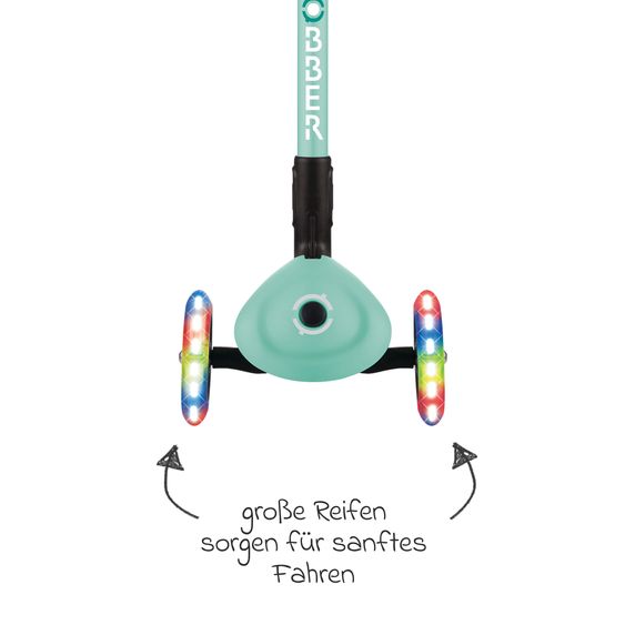 GLOBBER Trottinette 3 Roues JUNIOR Pliable Lights À Partir De 2 Ans Jusqu’à 50 Kg Chargeable Avec Roues Lumineuses - Menthe
