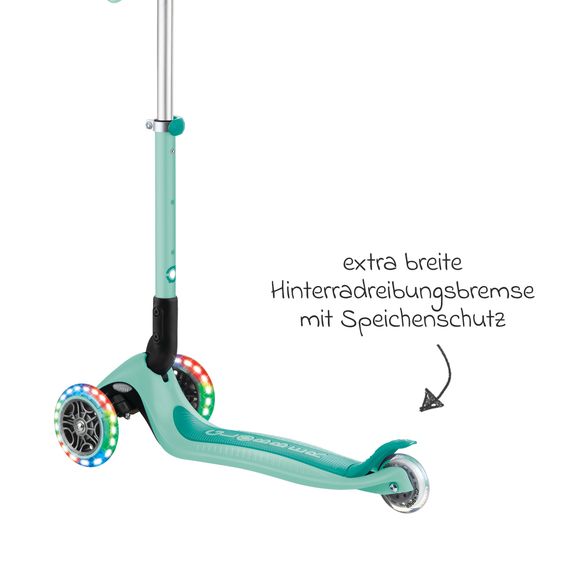 GLOBBER Trottinette 3 Roues JUNIOR Pliable Lights À Partir De 2 Ans Jusqu’à 50 Kg Chargeable Avec Roues Lumineuses - Menthe
