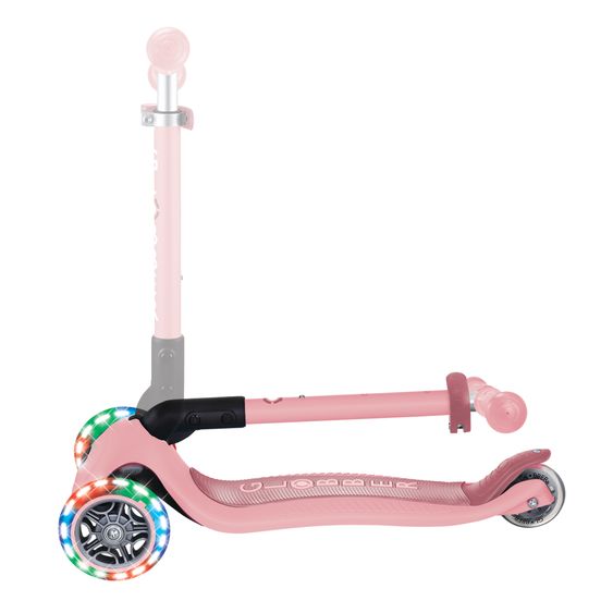 GLOBBER Trottinette 3 Roues JUNIOR Pliable Lights À Partir De 2 Ans Jusqu’à 50 Kg Chargeable Avec Roues Lumineuses - Pastel Rose