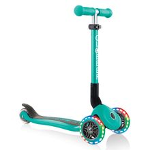 3-Wheel Scooter JUNIOR Foldable Lights from 2 years up to 50 kg load capacity with light-up wheels - Turquoise