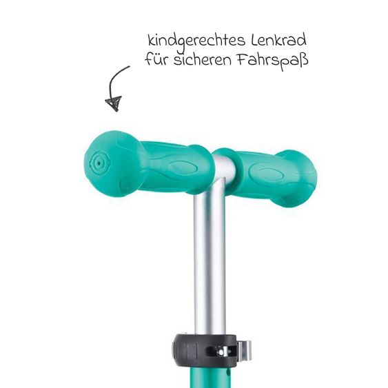 GLOBBER 3-Rad-Scooter JUNIOR Foldable Lights ab 2 Jahren bis 50 kg belastbar mit Leuchtrollen - Türkis