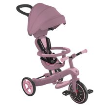 4-in-1 Baby-Dreirad & Laufrad Explorer ECO  von 10 Monate bis 5 Jahren mit höhenverstellbarem Sitz, 5-Punkt-Gurt-System, abnehmbare Lenkstange - Beere