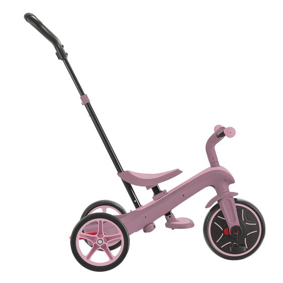 GLOBBER 4-in-1 Baby-Dreirad & Laufrad Explorer ECO  von 10 Monate bis 5 Jahren mit höhenverstellbarem Sitz, 5-Punkt-Gurt-System, abnehmbare Lenkstange - Beere