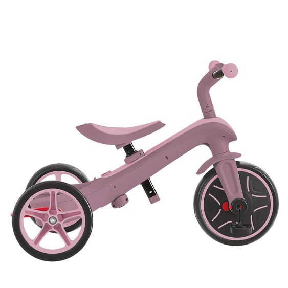 GLOBBER 4-in-1 Baby-Dreirad & Laufrad Explorer ECO  von 10 Monate bis 5 Jahren mit höhenverstellbarem Sitz, 5-Punkt-Gurt-System, abnehmbare Lenkstange - Beere