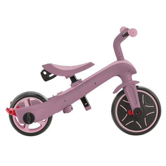 GLOBBER 4-in-1 Baby-Dreirad & Laufrad Explorer ECO  von 10 Monate bis 5 Jahren mit höhenverstellbarem Sitz, 5-Punkt-Gurt-System, abnehmbare Lenkstange - Beere