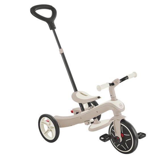 GLOBBER 4-in-1 Tricycle Bébé & Draisienne Explorer ECO de 10 Mois à 5 Ans avec Siège Réglable en Hauteur, Système de Harnais 5 Points, Barre de Direction Amovible - Noix De Coco Blanc