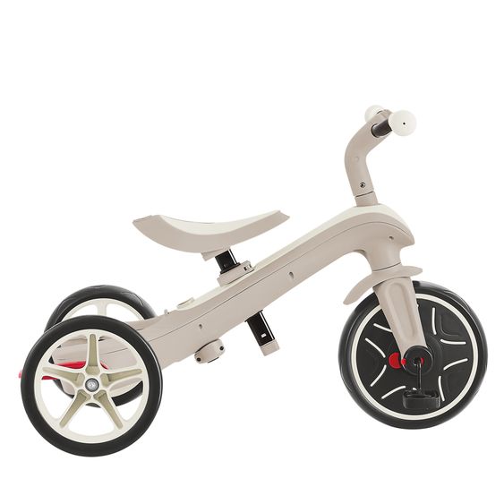 GLOBBER 4-in-1 Tricycle Bébé & Draisienne Explorer ECO de 10 Mois à 5 Ans avec Siège Réglable en Hauteur, Système de Harnais 5 Points, Barre de Direction Amovible - Noix De Coco Blanc