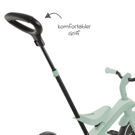 GLOBBER 4-in-1 Tricycle Bébé & Draisienne Explorer ECO de 10 Mois à 5 Ans avec Siège Réglable en Hauteur, Système de Harnais 5 Points, Barre de Direction Amovible - Pistache
