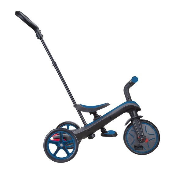 GLOBBER 4-in-1 Tricycle Bébé & Draisienne Explorer De 10 Mois À 5 Ans Avec Siège Réglable En Hauteur, Système De Harnais 5 Points, Barre De Direction Amovible - Bleu